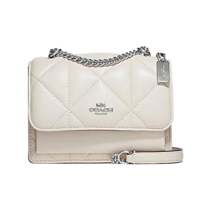 

COACH Klare 18 Solid Logo Logo Diamond Quilted Flap Buckle Closure Sheep Leather and Cow Leather Cloud Bag Shoulder Crossbody Bag Small Women s White білий