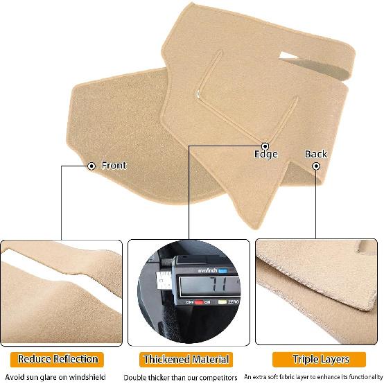 Dash Cover Mat Fit For Hyundai Sonata 2009 2010 With Cutout For Sensor, Dashboard Cover Pad Protector (09-10 Beige)