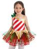 Kids Girls Stylish Dance Clothing Stage Performance Mesh Tutu Dress Christmas Carnival Cosplay