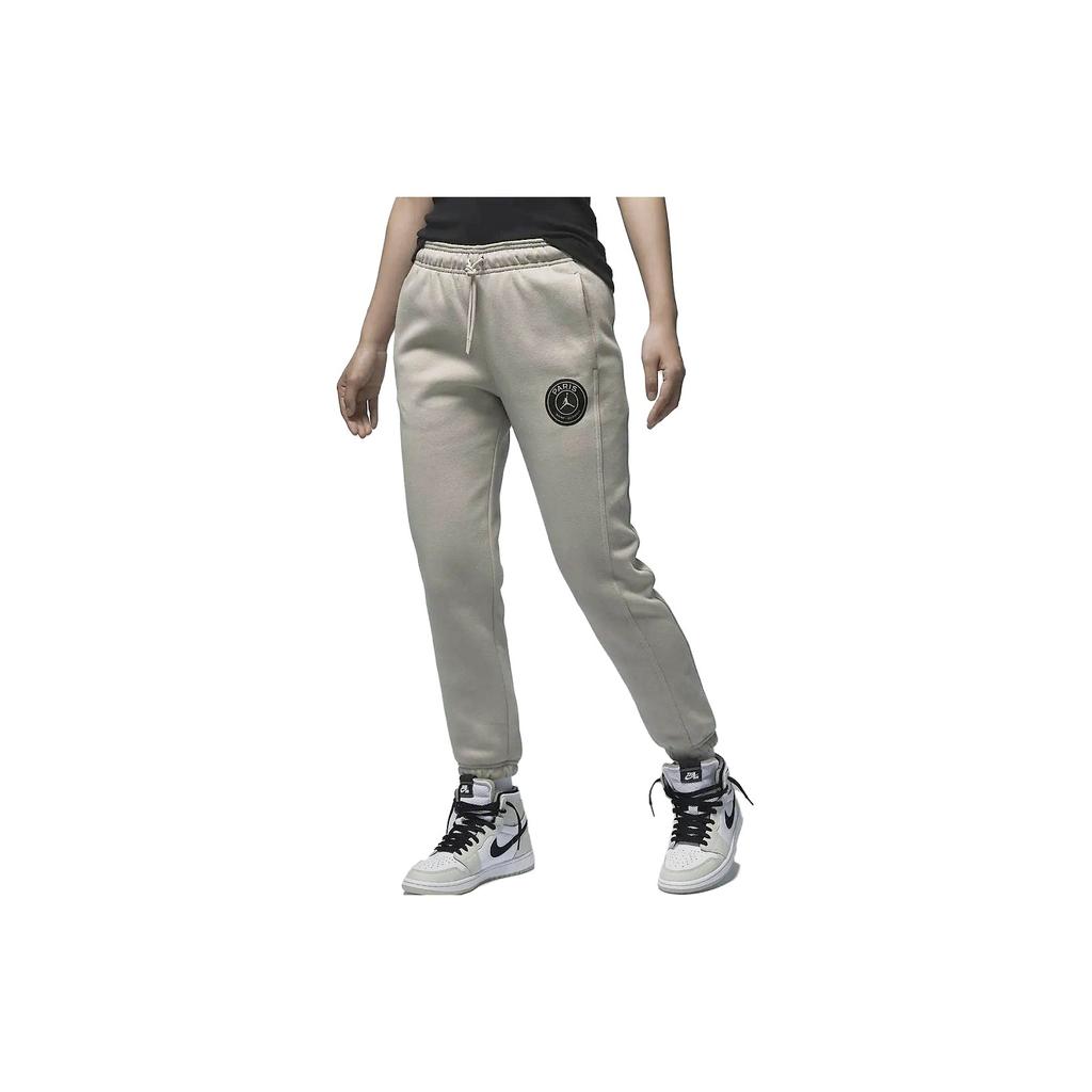Jordan Paris Saint-Germain Solid Color Drawstring Fleece-Lined Knit Joggers Women Bottoms Stone FD6998-230