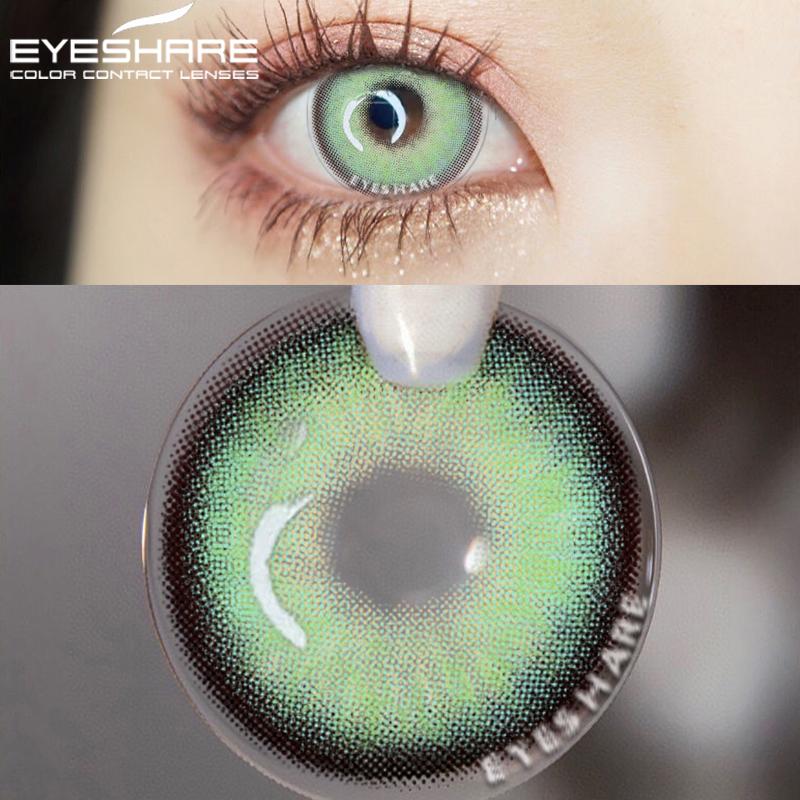 Eyeshare 2pcs Color Contact Lenses for Eyes Aurora Blue Green Colored Lenses Yearly Cosmetic Contact Lens for Eyes Beauty Makeup