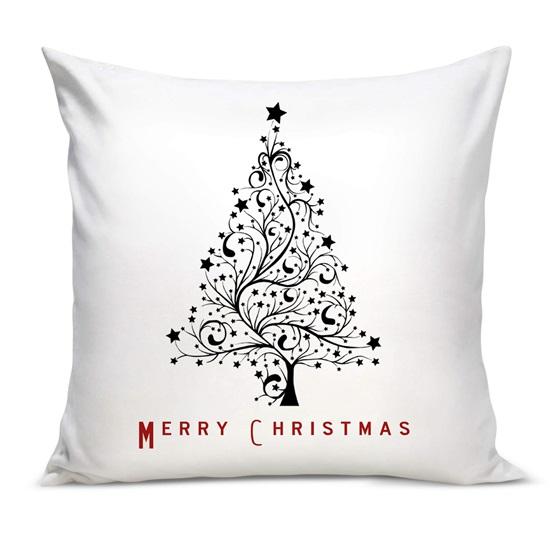 Satin Pillow Merry Christmas Printed Cushion Cover 30.48 Cm with Filler Christmas Decorations for House