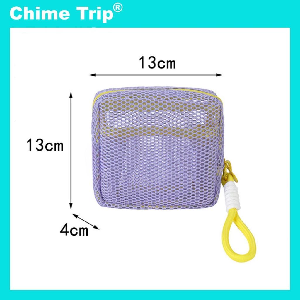 Chime Trip Small Mesh Pouch, Colorful and Vivid, Women's (STNo. 26055) (Pink, F)