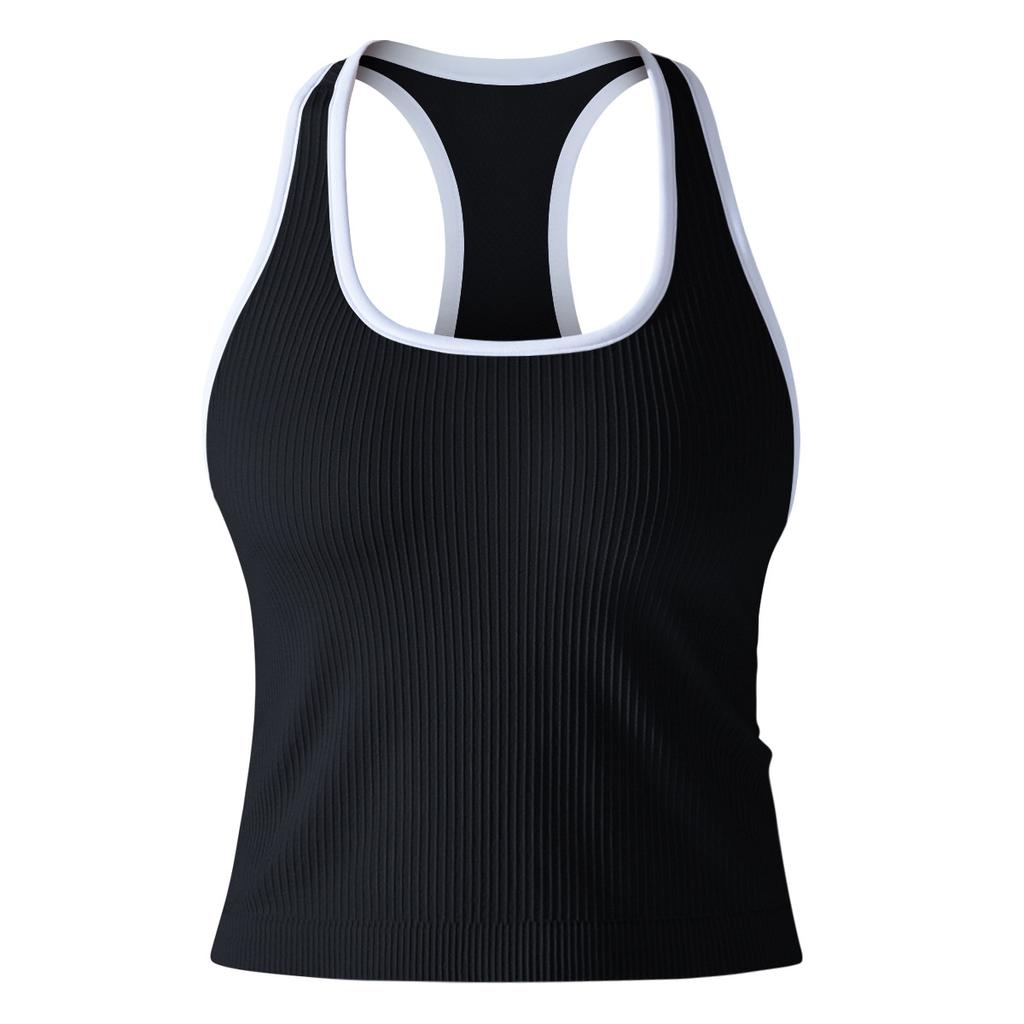 New Thread Knitted Yoga Sleeveless U-Neck Vest, Quick Drying Breathable Tight Fitting Top, Running, Fitness, Beautiful Back For Women