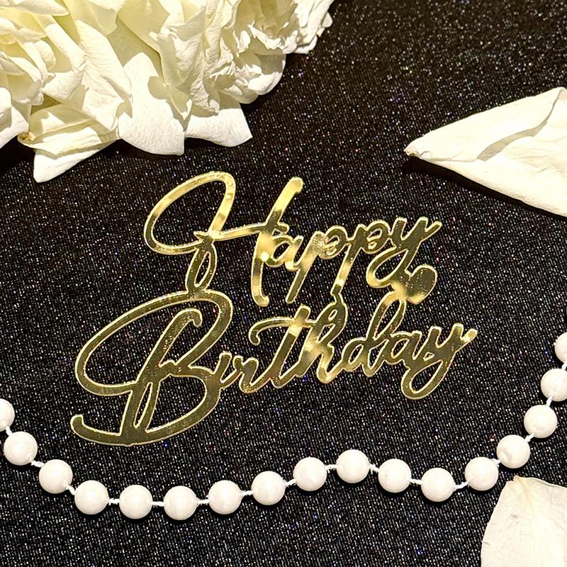 

1 шт. Золоті англійські літери Акрилова прикраса для торта Аксесуари для десерту на день народження