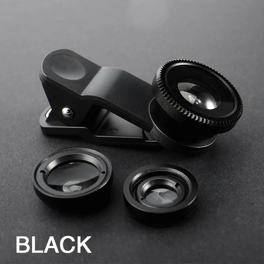 3in1 Fisheye Wide Angle Micro Camera Lens 0.67X Wide Angle Macro Lenses Camera With Clip for iPhone Xiaomi Redmi Huawei 3IN1 Len