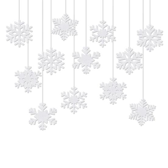 12 Pcs Felt Snowflake Christmas Ornaments White Snowflake Hanging Decoration for Winter Tree Mantel Wall Home Party Decor