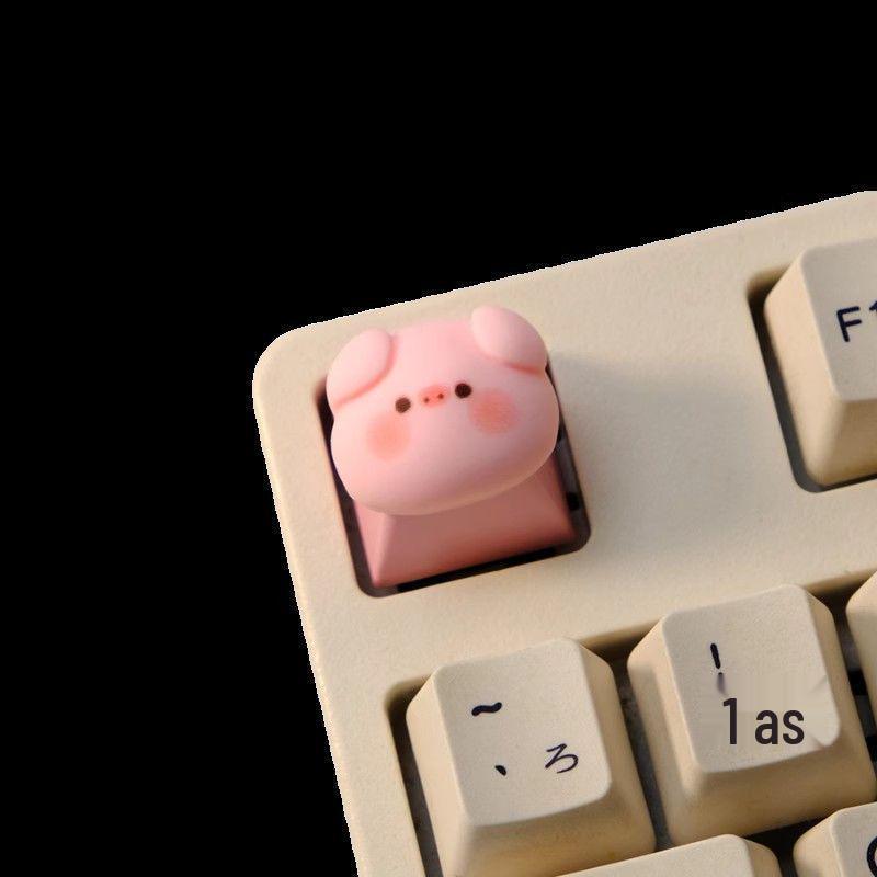 

Pink Keycap Nail Art Stickers: Cute Pig Head Design & DIY Keyboard Decorations.