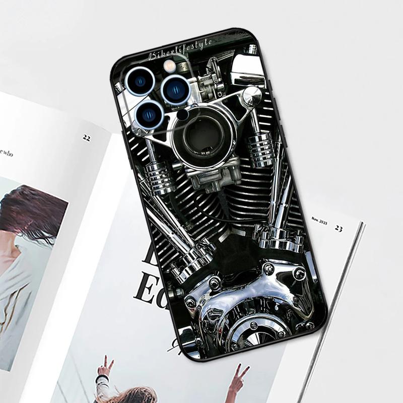 Motor Engine Motorrad Hülle Für iPhone 17 Pro Max 14 13 12 11 15 16 Pro Max mini 16 Plus 16e 17 Air Handyhülle