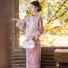 Fleece winter clothing national style new Chinese long-sleeved improved cheongsam winter thick vest two-piece women's New Year's clothing