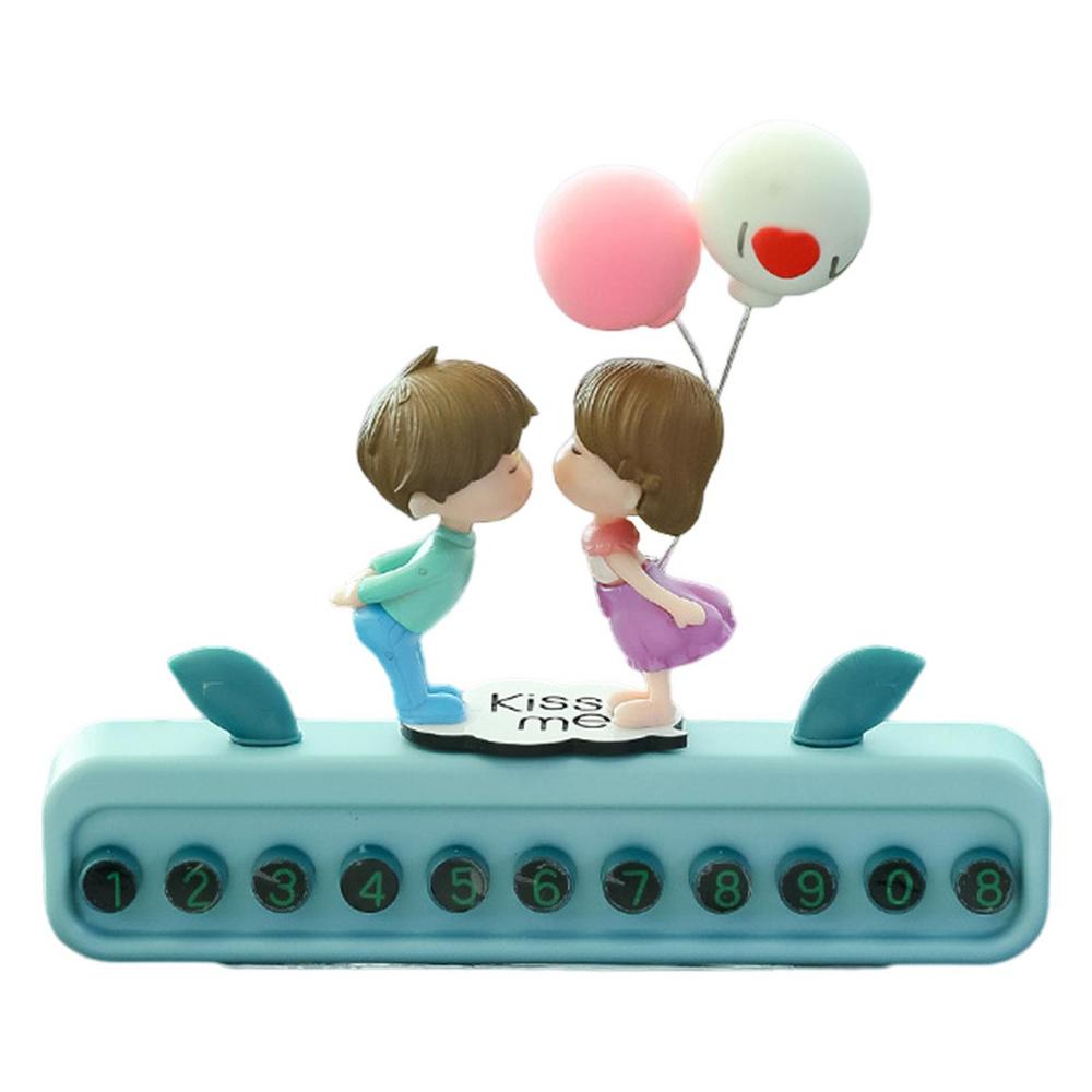 Phone Number Plate Couple Doll Temporary Number Plate Auto Heatproof Decorations Dashboard Display Decorations For Men Women