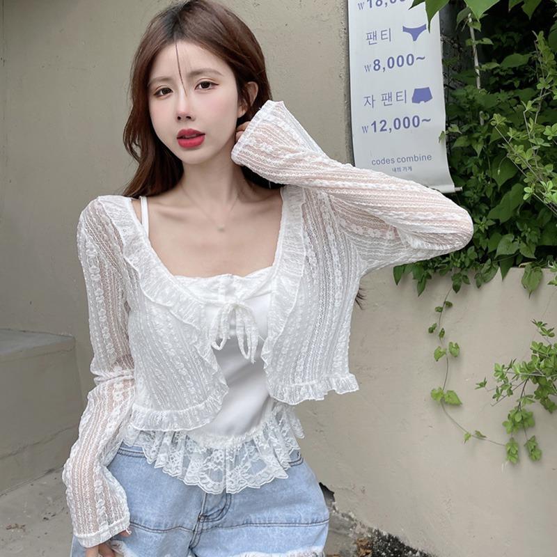 Ladies Tops Ladies Cardigan  Lace  Summer  Age Reduction  Breathable