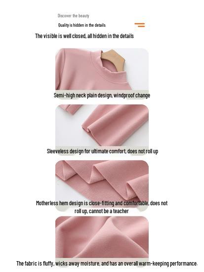 Women's Hyaluronic Acid Thermal Slimming Long Sleeve T-Shirt - Half High Neck, Autumn/Winter Base Layer