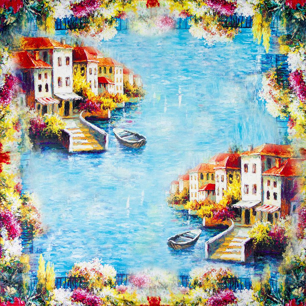 53cm 65cm 100% Natural Silk Smooth Scarves Muffler Female Customized Square Autumn Women's Shawl Hijab Friend Gift Kiss Painting