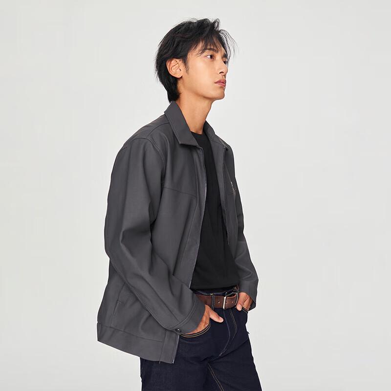 Lee Men's Y2K Dark Grey Matte PU Leather Jacket