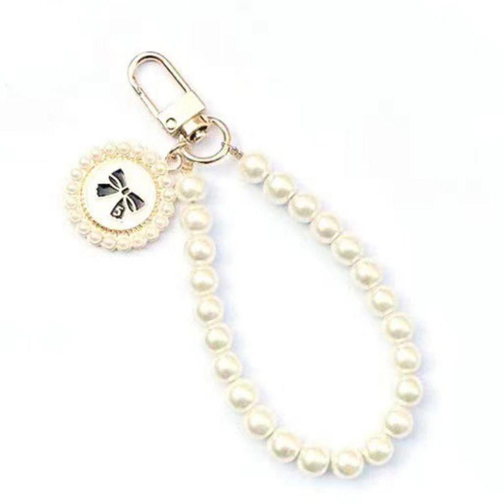 

Наручная цепочка с жемчужными бусинами, браслет, брелок с бантом, брелок с бантом, ремешок для телефона, сумка, подвеска