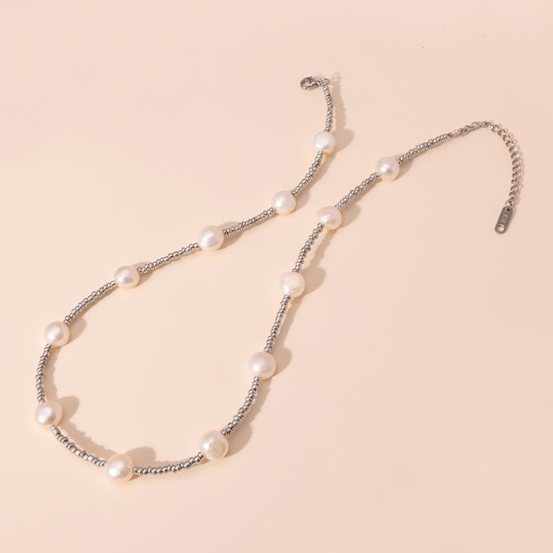 

Ожерелья из нержавеющей стали 316L с жемчугом Foxanry Элегантные Нежные Модные Не выцветающие Свадебные Украшения для Невесты Подарки EL0012 серебряный