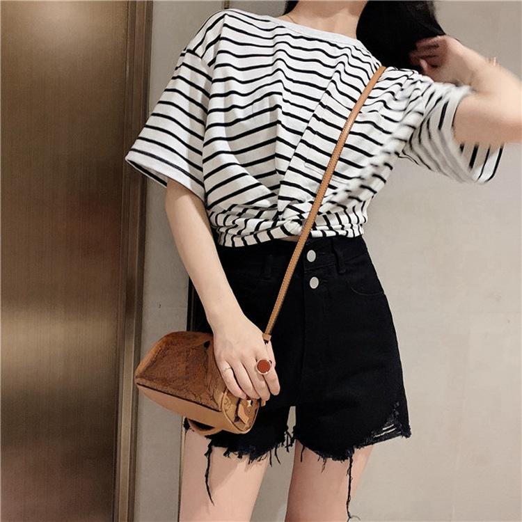 Pants Classic and Minimalist Fashion Versatile Denim Wide-legged Shorts Female Broken Holes High Waist Thin A Word Pants Thin Section Denim Shorts