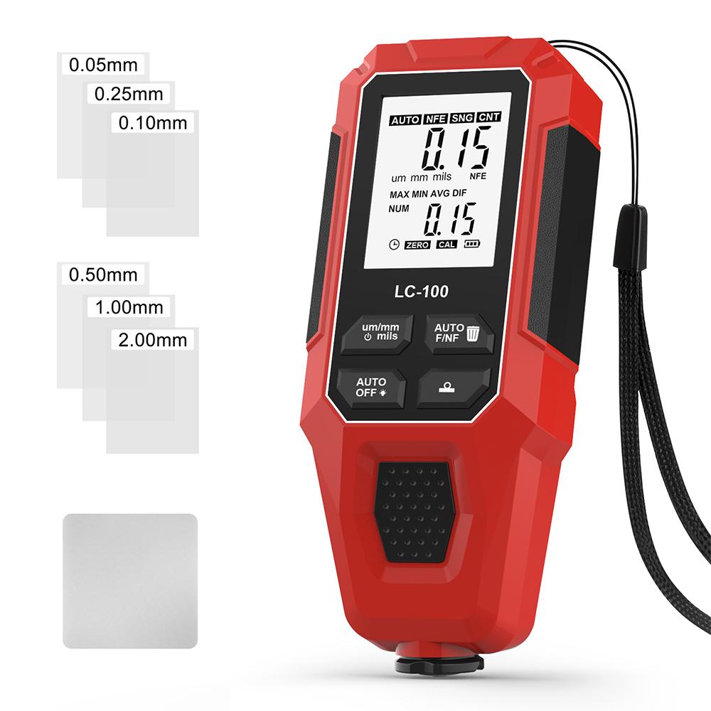LC-100 Car Paint Thickness Gauge 0-2000UM Fe & NFe Film Digital LCD Coating Automatic Thickness Tester Manual Auto Paint Tools