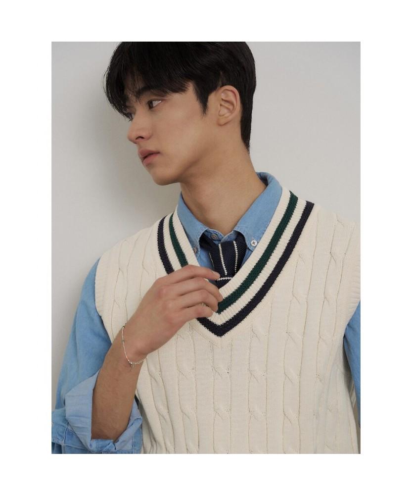 Beanpole Men Cable Tilden Vest Ivory