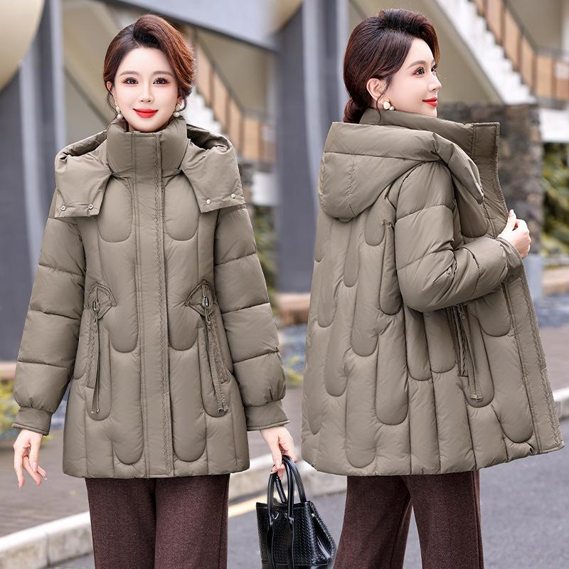 Winter foreign style age-reducing padded jacket versatile loose padded jacket women's middle-aged fashion thickened medium and long women's padded ja
