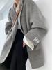 2025 Women's Grey Double-Faced Cashmere Blazer Coat - Trendy Loose Fit for Autumn and Winter