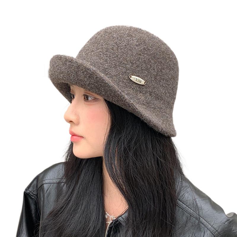 1Pc Autumn and Winter New Basin Hat Wool Blended Bucket Hat Women Show Small Face Versatile Fashion Irregular Wide Brim Warm Hat