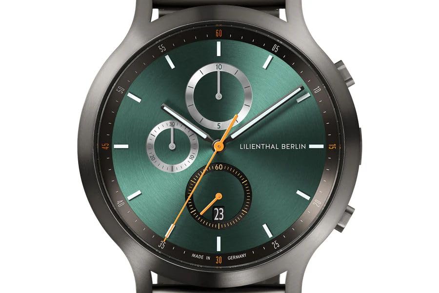 Lilianthal Berlin Chronograph Watch with Date Made in Gray Men's Display, Germany, C01-022-B040FB,