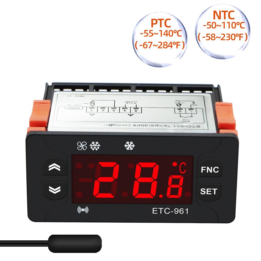 ETC-961 220V Thermostat Temperature Controller Humidity Control Thermometer Hygrometer Refrigeration Alarm NTC Sensor
