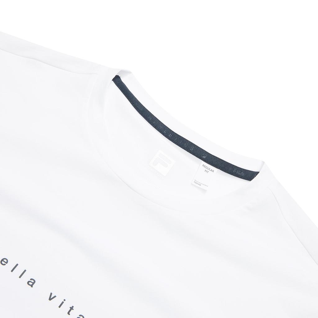 FILA Simple Knit Crew Neck Printed Short Sleeve T-Shirt Men Tops White A11M321109FWT
