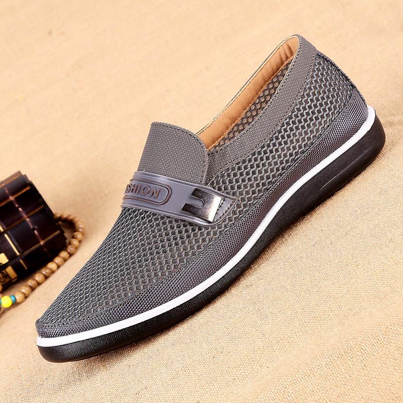 Fashion Summer Mesh Shoes Men Slip-On Flat Sapatos Hollow Out Comfortable Father Shoes Man Casual Moccasins Basic Espadrille 2024
