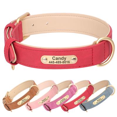 Gepersonaliseerde Hondenhalsband PU Leer Hondenhalsbanden Gepersonaliseerde Huisdier ID Naam Ketting Gratis Graveren voor Kleine Middelgrote Grote Honden Mopshond