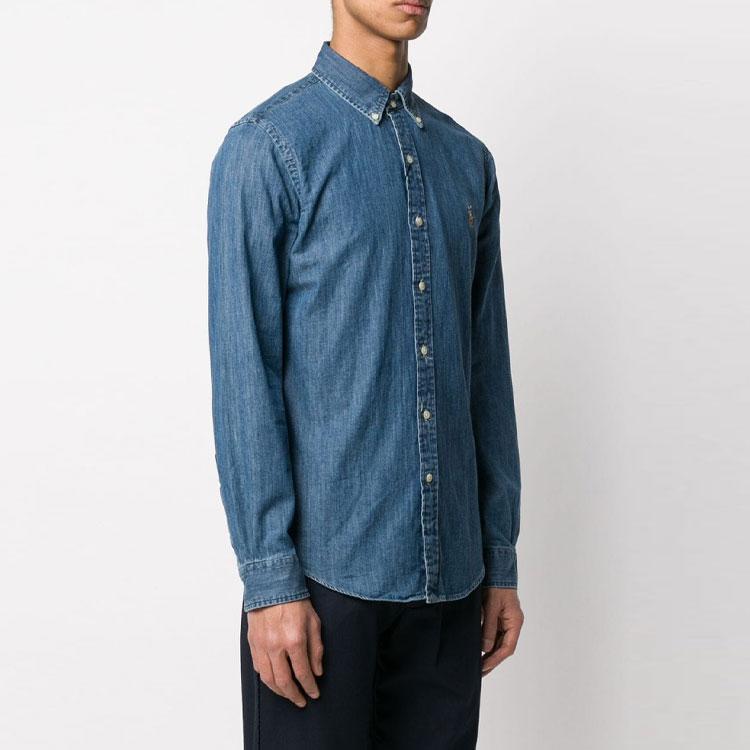 Polo Ralph Lauren Button Logo Denim Long Sleeve Shirt Men shirts Blue 710548539-001