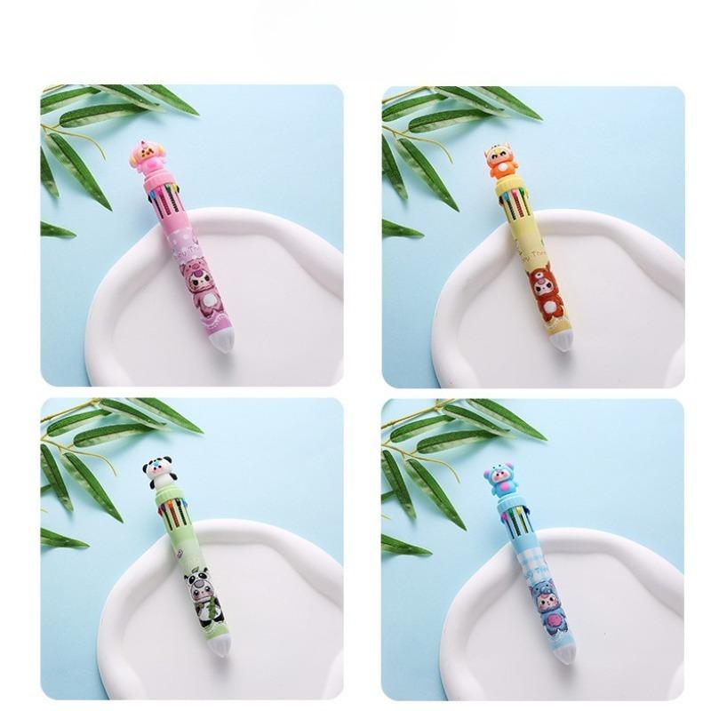 10Pcs Cartoon Doll Ten Color Ballpoint Pens with Smooth Writing Are Suitable for Office Work, Problem Solving, Signature Writing, Diary, Note Taking,