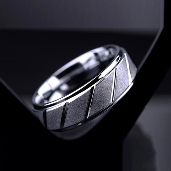 Men Matte Geometric Band Finger Ring Wedding Engagement Jewelry Gift