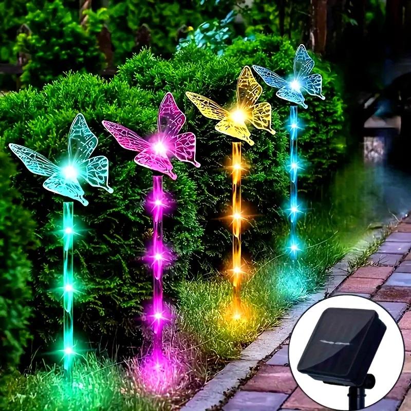 

4 упаковки садовых светильников-бабочек на солнечных батареях, светящиеся светильники-бабочки для двора, светильники для газона, светильники для создания свадебной атмосферы