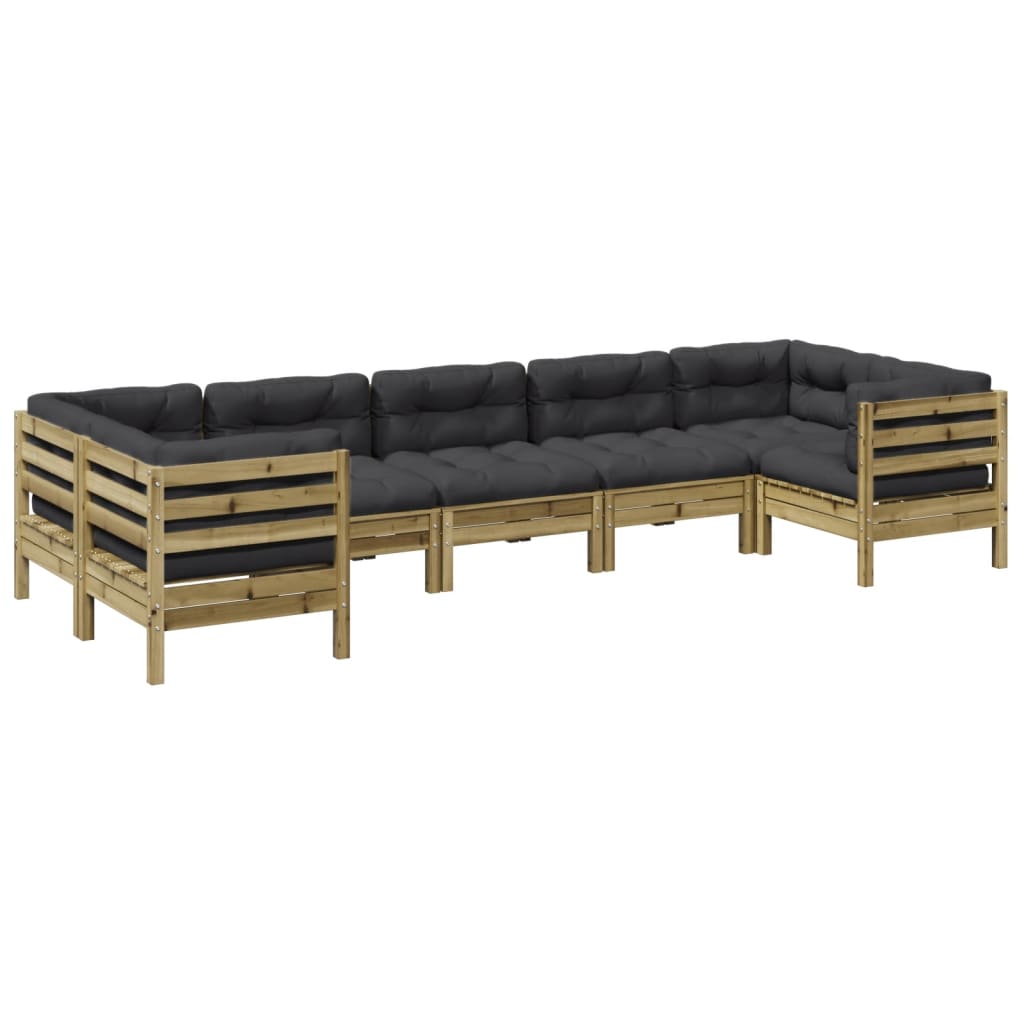 7 Piece Garden Sofa Set with Cushions Pressure Treated Pine Wood