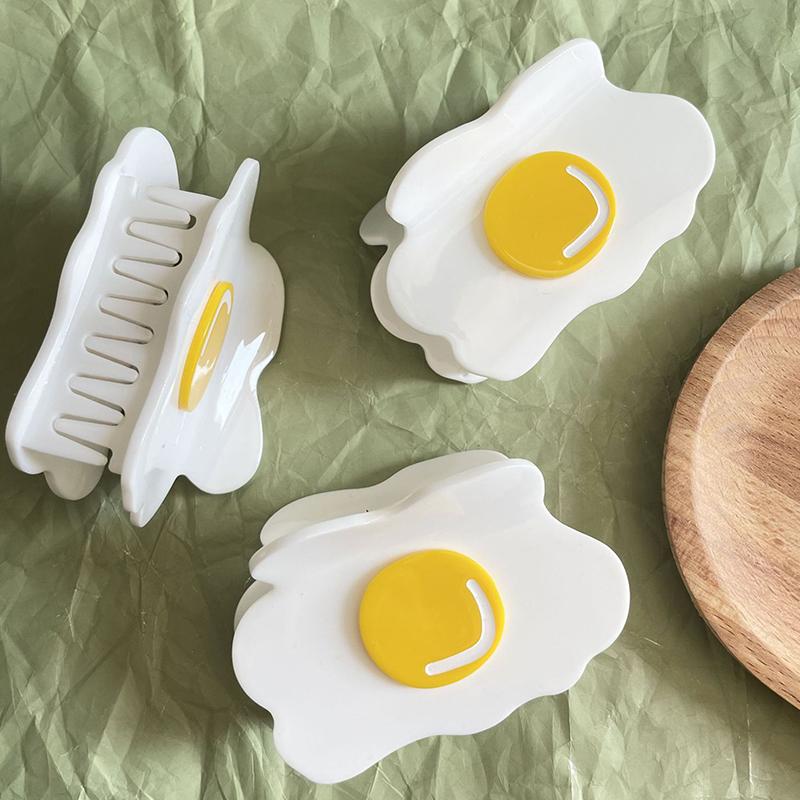 Fun Creative Poached Egg Hair Claw Cute Acetate Claw Clip Headdress For Women Girls Egg Shape Hair Clip Hair Accessories Gift