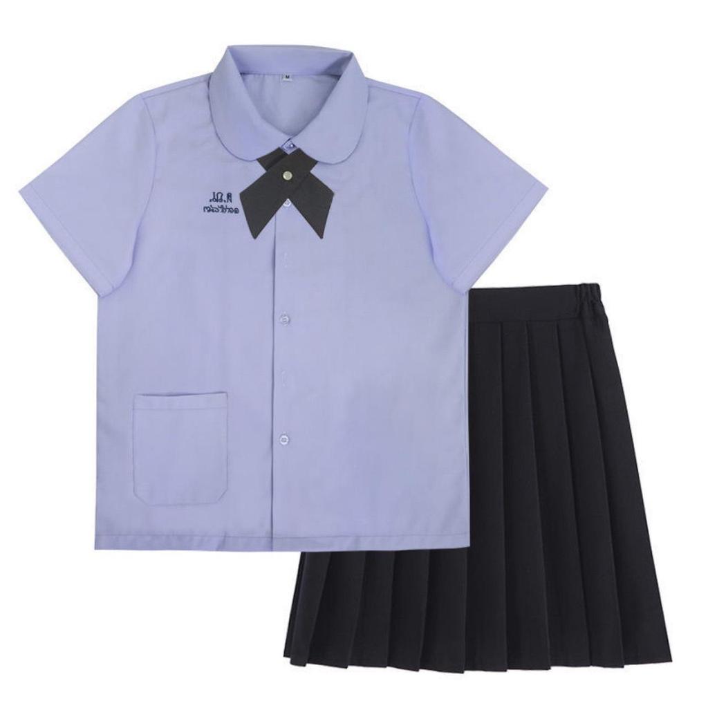 Nanno Forbidden Girl Thai School Uniform: Women's College Style Short Sleeve Shirt & Skirt Set