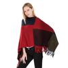 Factory Wholesale Large Plaid Color Matching Knitted Warm Shawl European and American Autumn and Winter New Imitation Cashmere Tassel Pullover Cloak