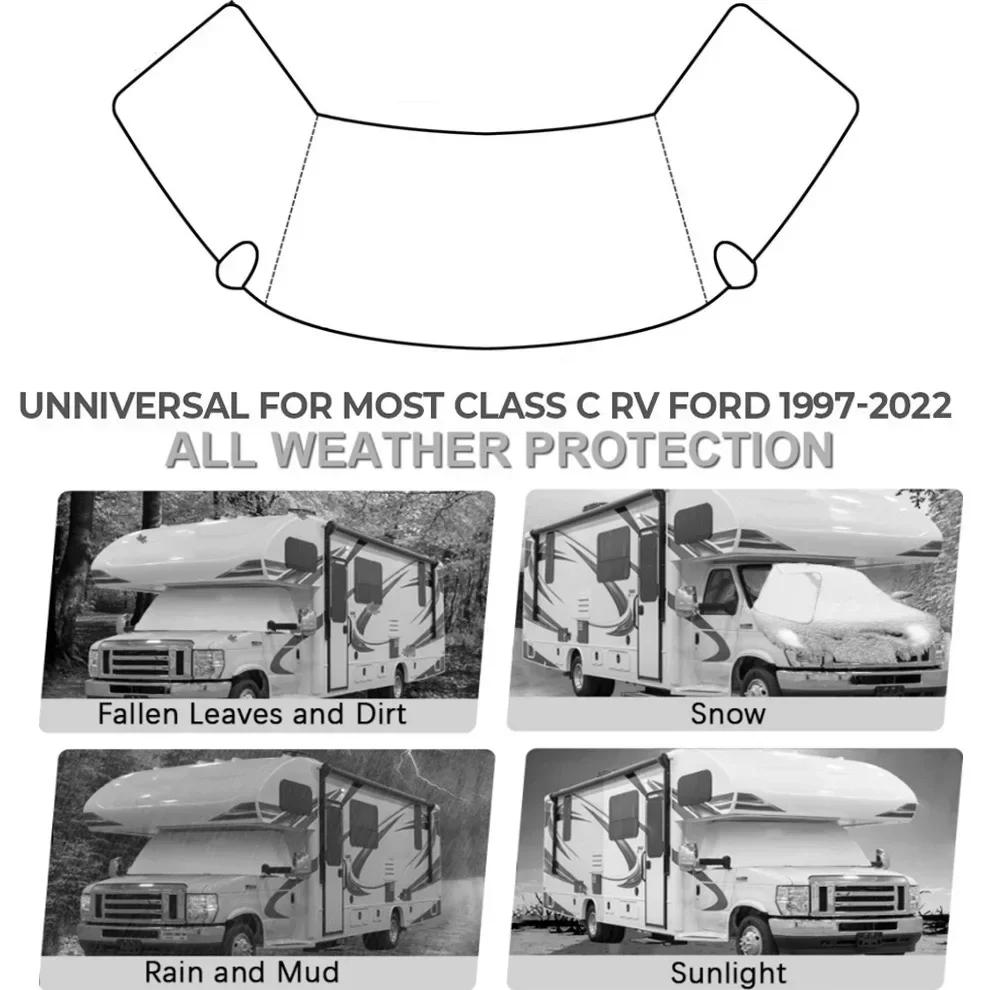 Portable Rv Windshield Cover Easy Installation Compact Lightweight Non-woven Fabric Sun Shade Protector 207x157x74cm