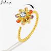Mote Fidget Spinner Ring Angst for Kvinner Flere Krystall Solsikke Fingerringer Roter Anti Stress Zirkon Bryllupsgave
