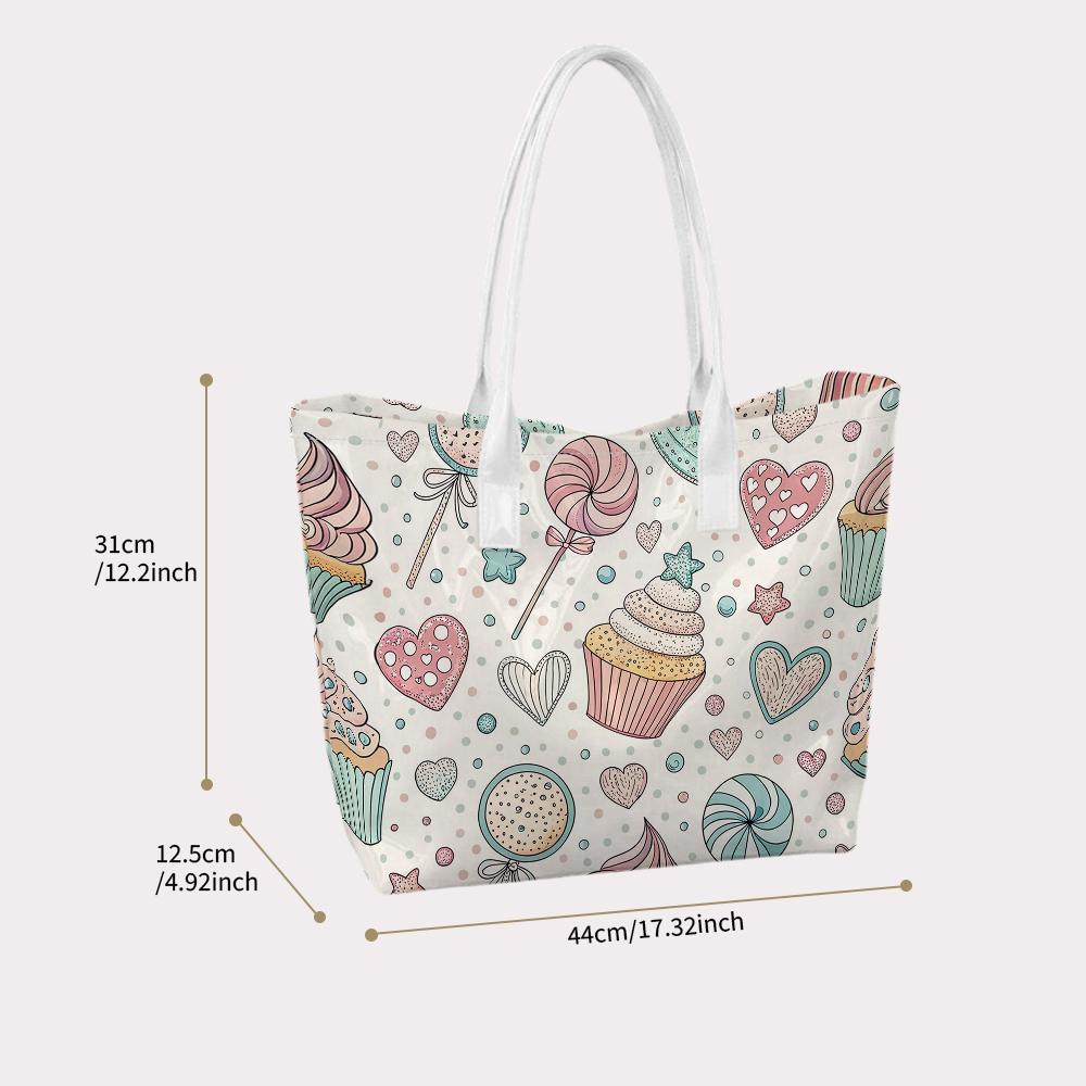 Sweet Dessert Print Fashion Casual Shoulder Tote Bag for Daily Use