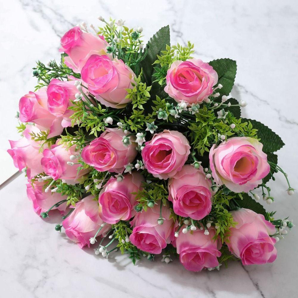 18 Heads Real Happy Flower 10 Colors Photography Photo Gift Natural Simulated Rose Mini Valentine's Day Flowers Home Decorative