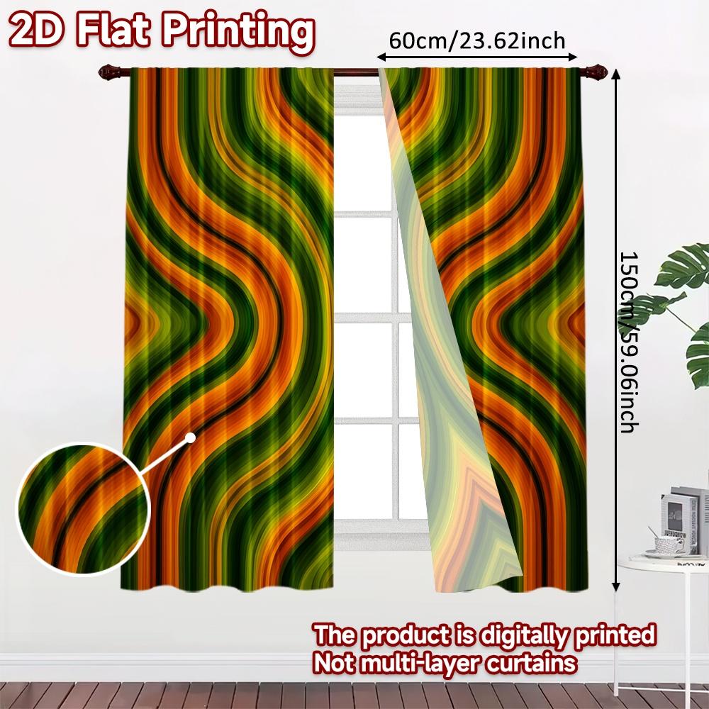 2 Stück, 2D-FLACHDRUCK Vorhänge (Ohne Stange) Retro Wellen Halloween Festival Mode Vorhänge Drucke Lichtfilternde Vorhänge