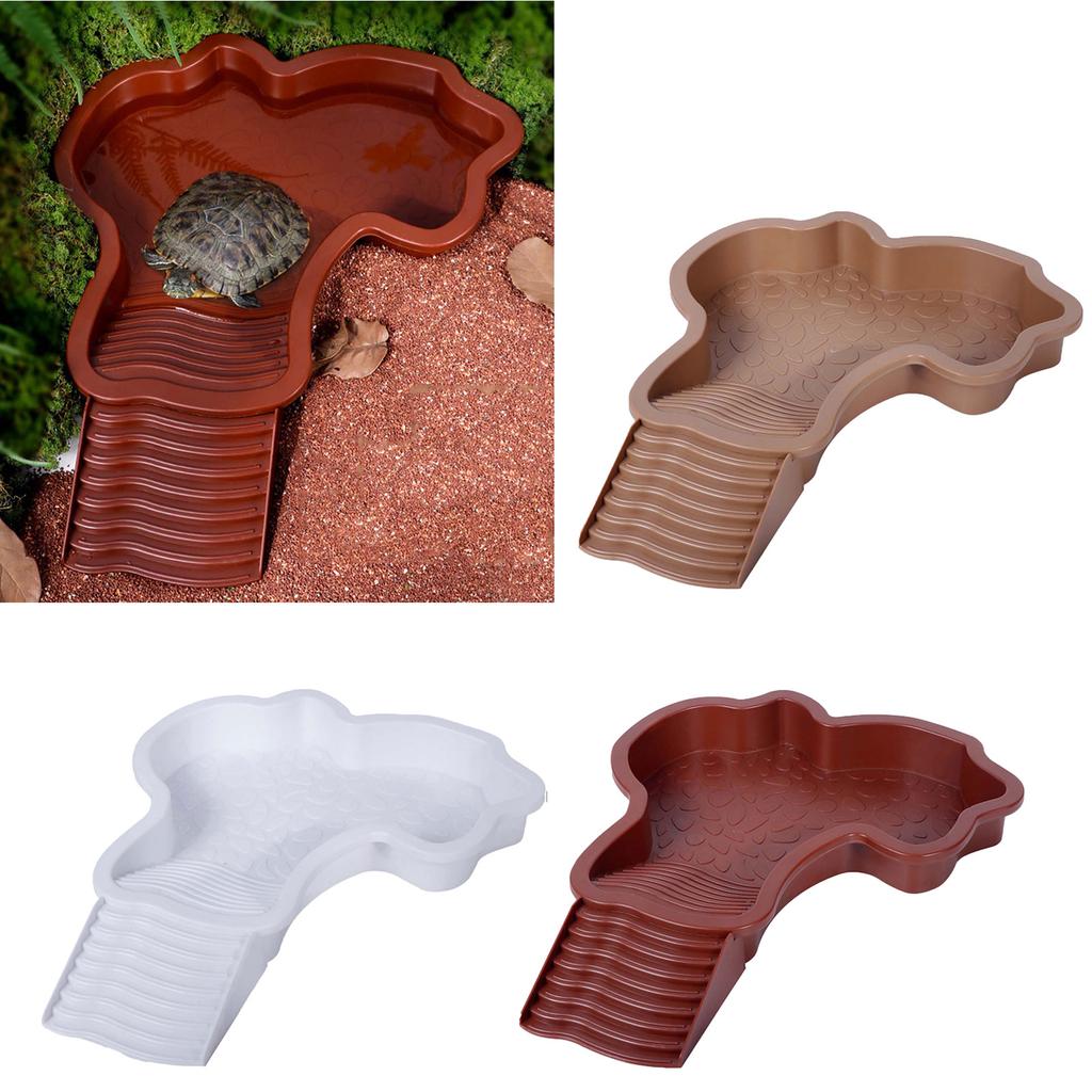 Detachable Reptile Water Bowl For Turtles With Ramp Designing Durability Easy To Assemble for Indoor or Outdoor Use