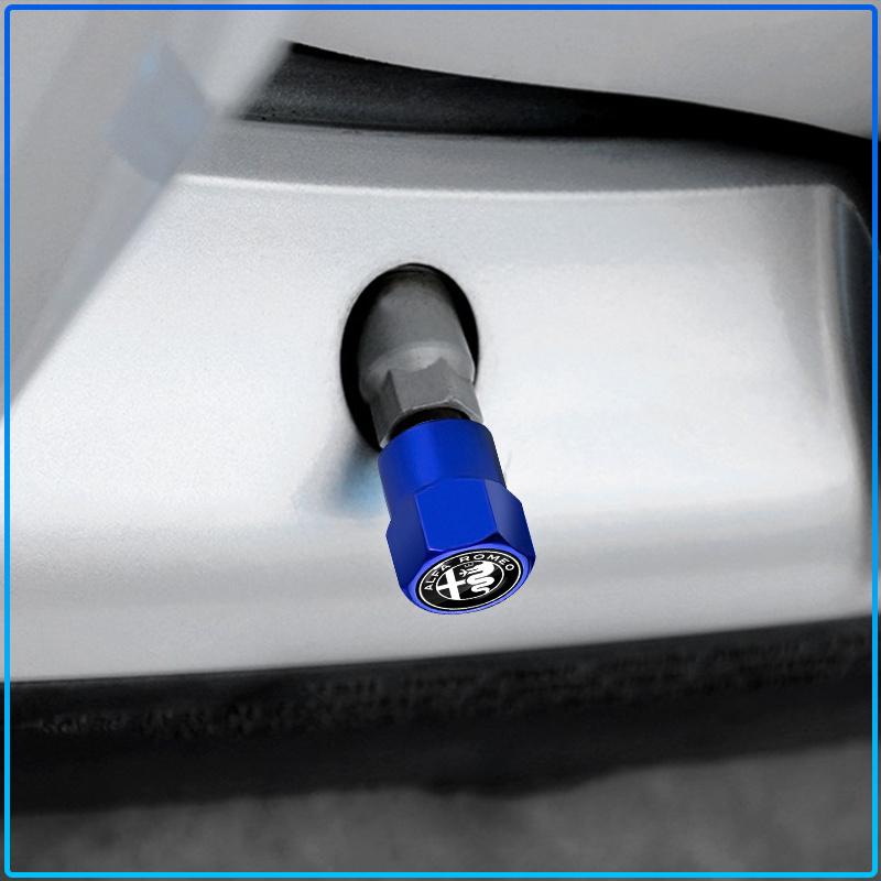 4Pcs Car Valve Stem Caps Cover Waterproof Car Accessories Stickers For Alfa Romeo 147 159 156 Giulietta Giulia Mito Spider Alpha Nheadrest