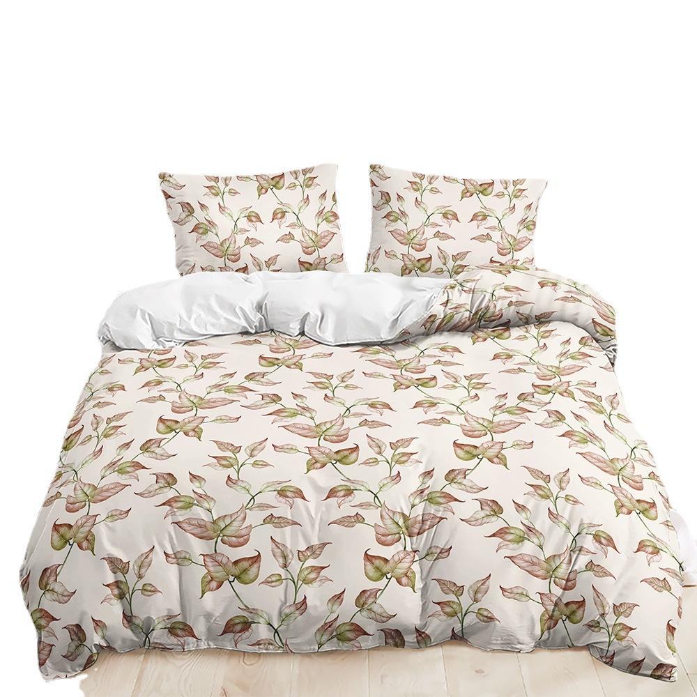 Bed Three-Piece Plant Floral Kit Pastoral Quilt Cover Two-Piece Bedroom