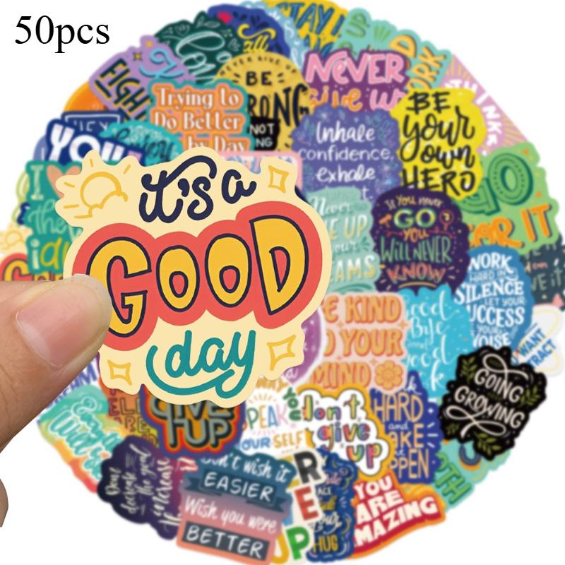 50pcs Colorful Inspirational Motivational Quote Doodle Stickers Guitars Laptops Luggage Computers Motorcycles Skateboard Sticker