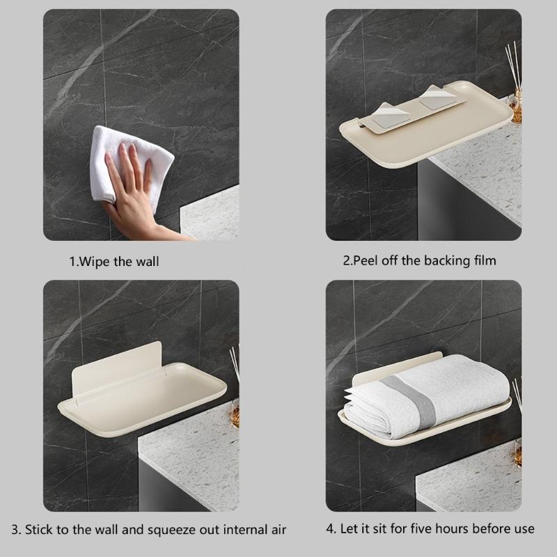 Multipurpose Folding Wall Shelf Water Resistant Plastic Storage Rack For Kitchen Bathroom And Bedroom